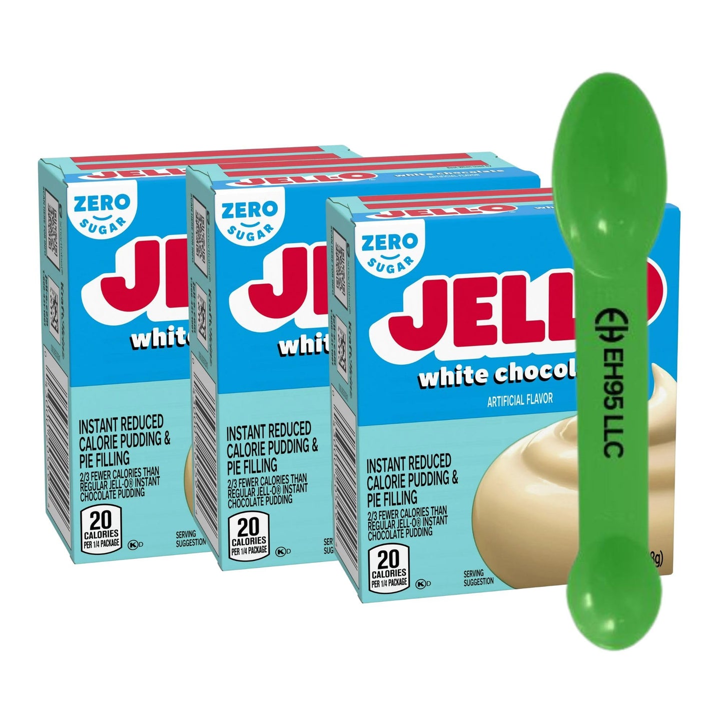 (Pack of 3) Jell-O White Chocolate Sugar Free Instant Pudding and Pie Filling Mix 1 oz - 2 in 1 Measuring Spoon Included