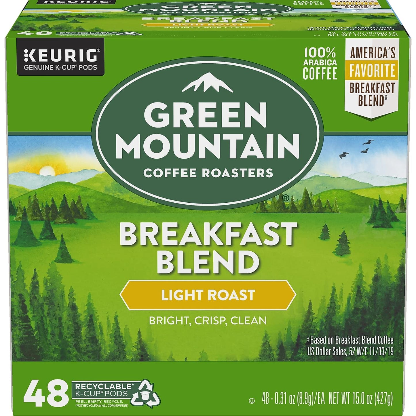 Green Mountain Coffee Roasters Blend, Single-Serve Keurig K-Cup Pods, Light Roast Coffee, 48 Count