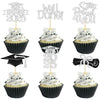 Gyufise 24Pcs Class of 2025 Cupcake Toppers Glitter Congrats Grad 2025 Done Diploma Cupcake Picks for Class of 2025 Graduation T