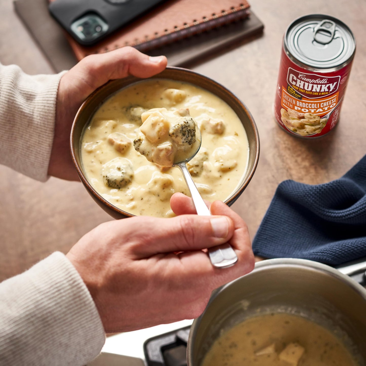 Campbell's Chunky Chicken Broccoli Cheese Soup, 18.8 Oz Can - Hearty & Delicious Comfort Food, Perfect for Quick Meals