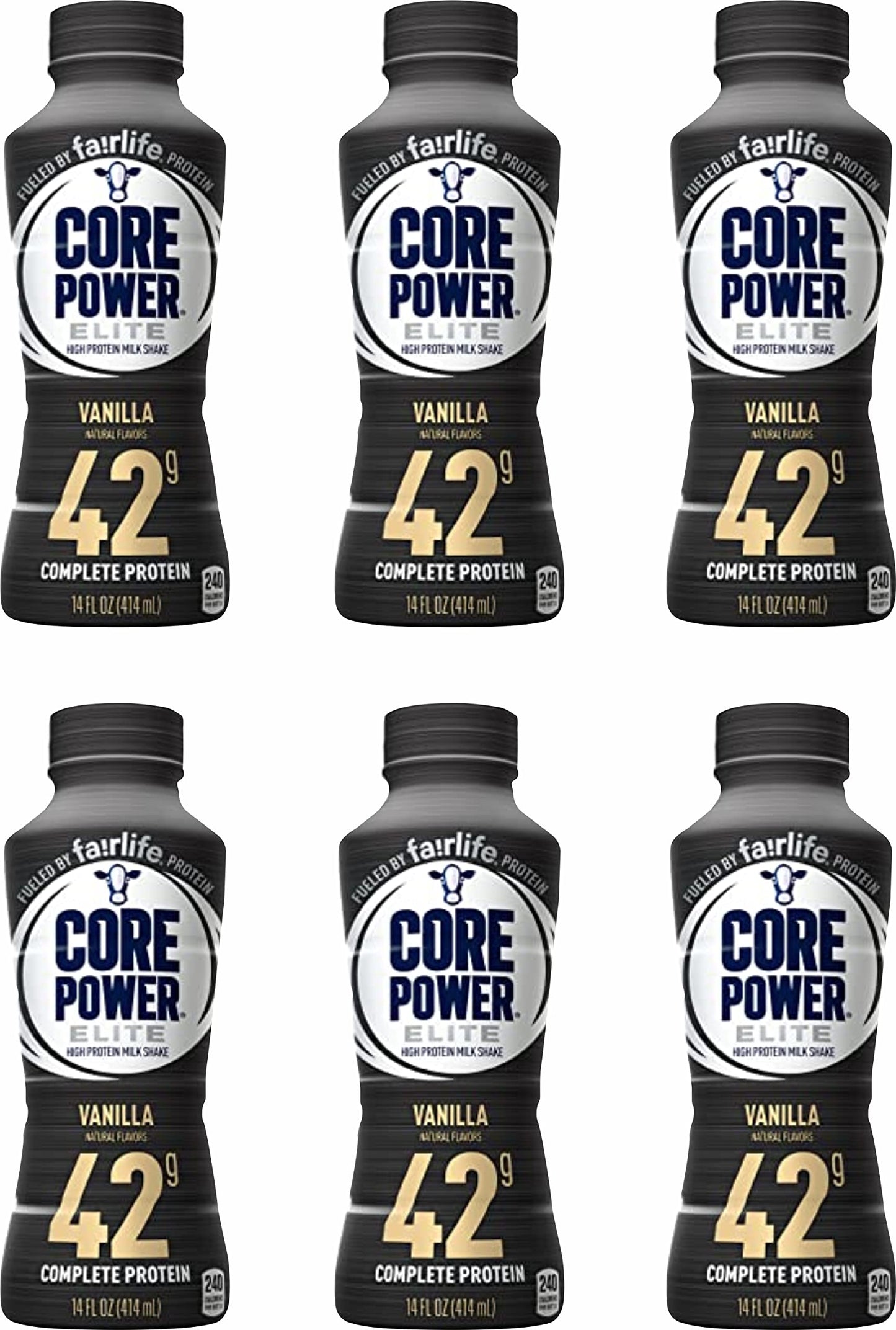Forbes Premier Core Power High Protein Milk Shake, Natural Flavor, 14 Fl Oz, Pack of 6 Bottles, Vanilla Flavor