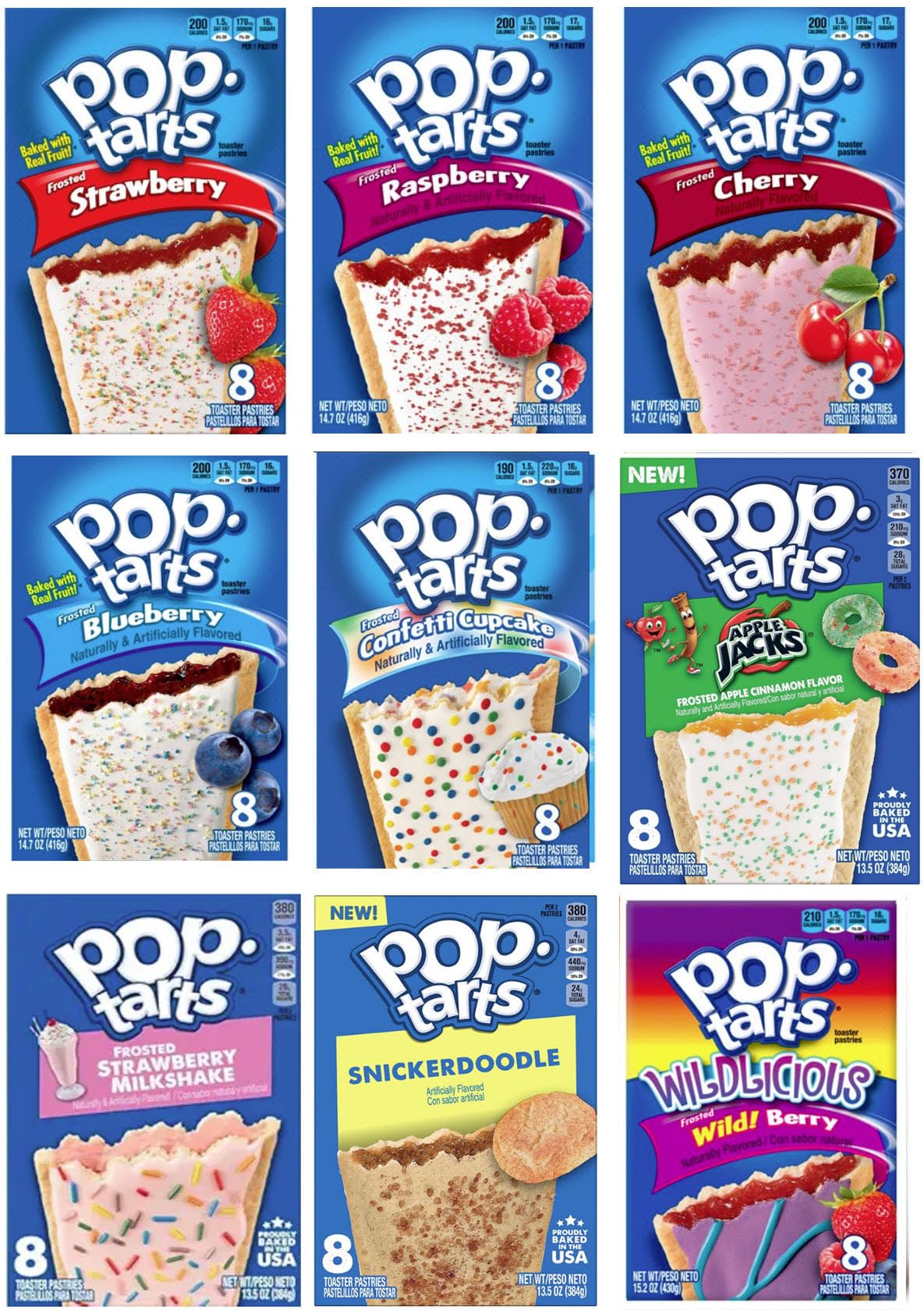 Narrow Path Sales Pop Tarts Variety Pack - 9 Fruit Flavors Sampler - 14 Piece Set