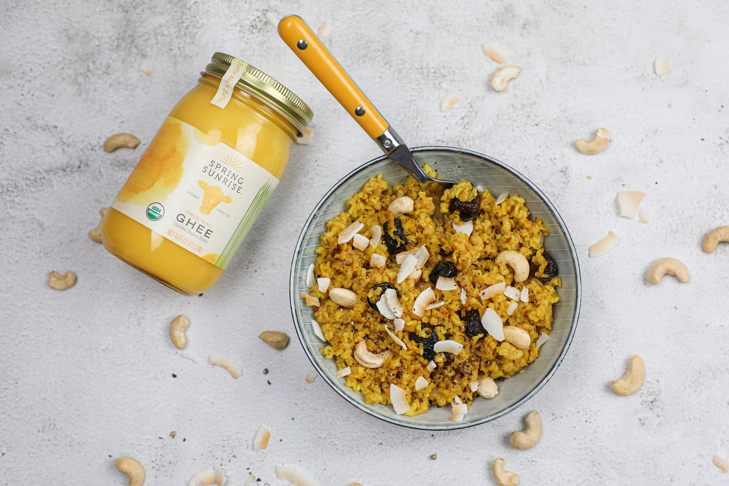 Spring Sunrise Grass Fed Organic Ghee - USDA Certified Clarified Butter - Keto & Paleo Friendly, Non-GMO, Gluten & Casein Free C
