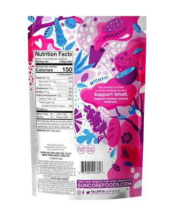 Suncore Foods Organic White Chia Seeds, Gluten-Free, Non-GMO, 15oz (1 Pack)