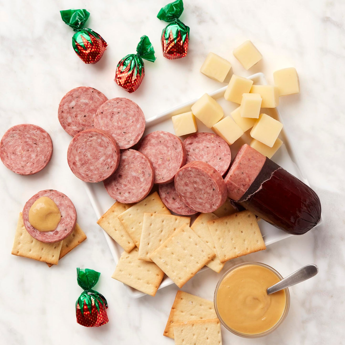 Hickory Farms Farmhouse Meat & Cheese Gift Basket - Charcuterie Board Food - Small Holiday Gift Basket