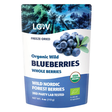 Loov Wild Organic Dried Blueberries, No Added Sugar, No Added Oil, 4 Ounces, Freeze Dried Blueberries Organic From Nordic Forest