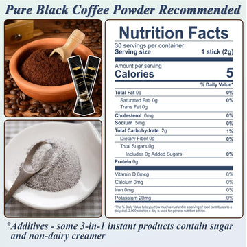 Sugar Free Instant Coffee 30 Packets Single Serve, Organic Arabica Instant Coffee Packs, Hot & Ice Coffee Instant Powder Medium