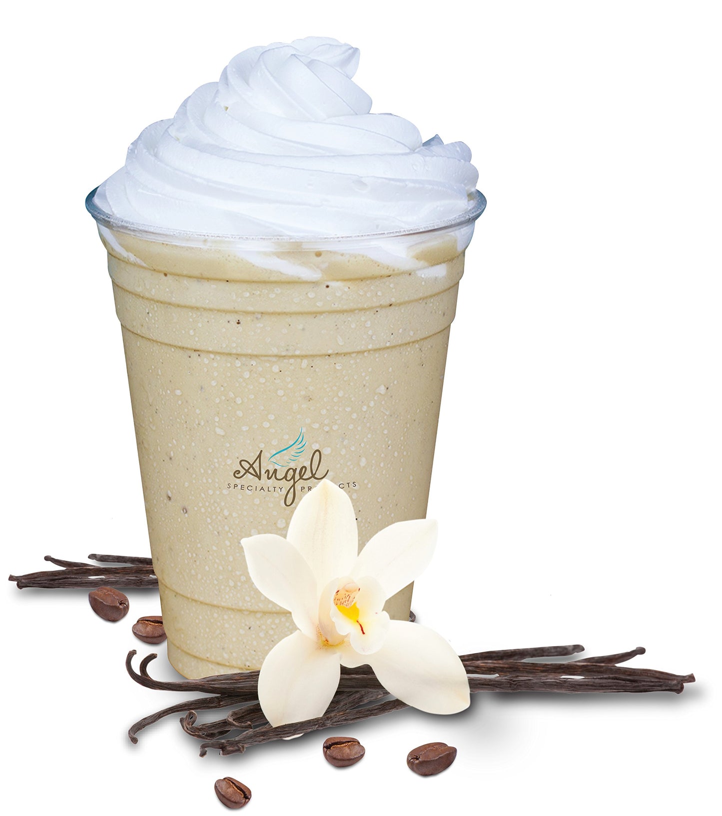 ANGEL SPECIALTY PRODUCTS Vanilla Latte Frappe Mix, 48 Ounce Bag, Blended Ice Coffee, White with Brown Specks