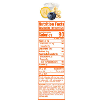 Happy Tot Organics Stage 4 Super Morning Organics Bananas Blueberries Yogurt & Oats + Super Chia, 4 Ounce Pouch (Pack Of 8) Pack