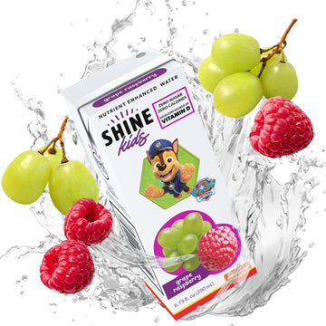 ShineWater Kids x Paw Patrol Vitamin D Grape Raspberry Juice Boxes | No Added Sugar | Naturally Flavored Drink for Kids | Vegan