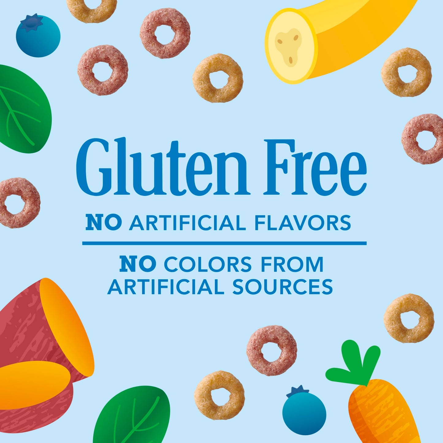 Cheerios Veggie Blends Breakfast Cereal, Blueberry Banana Flavored, Made With Fruits And Veggies, Family Size, 18 Oz