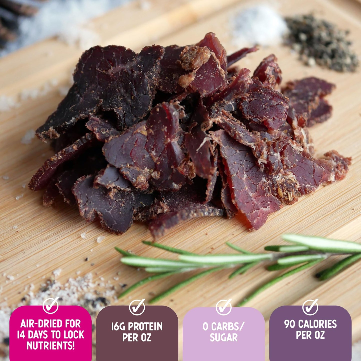 Ayoba Garlic Grass Fed Beef Biltong Slices (4 Ounce, Pack Of 1) - Keto Friendly Air-Dried Grass Fed Beef Paleo Snacks - Gluten F