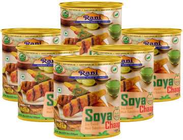 Rani Soya Chaap (Plant Based Protein) 30oz (1.875lbs) 850g, Pack of 6 ~ Easy Open Lid | All Natural | Vegan | No Colors | NON-GM