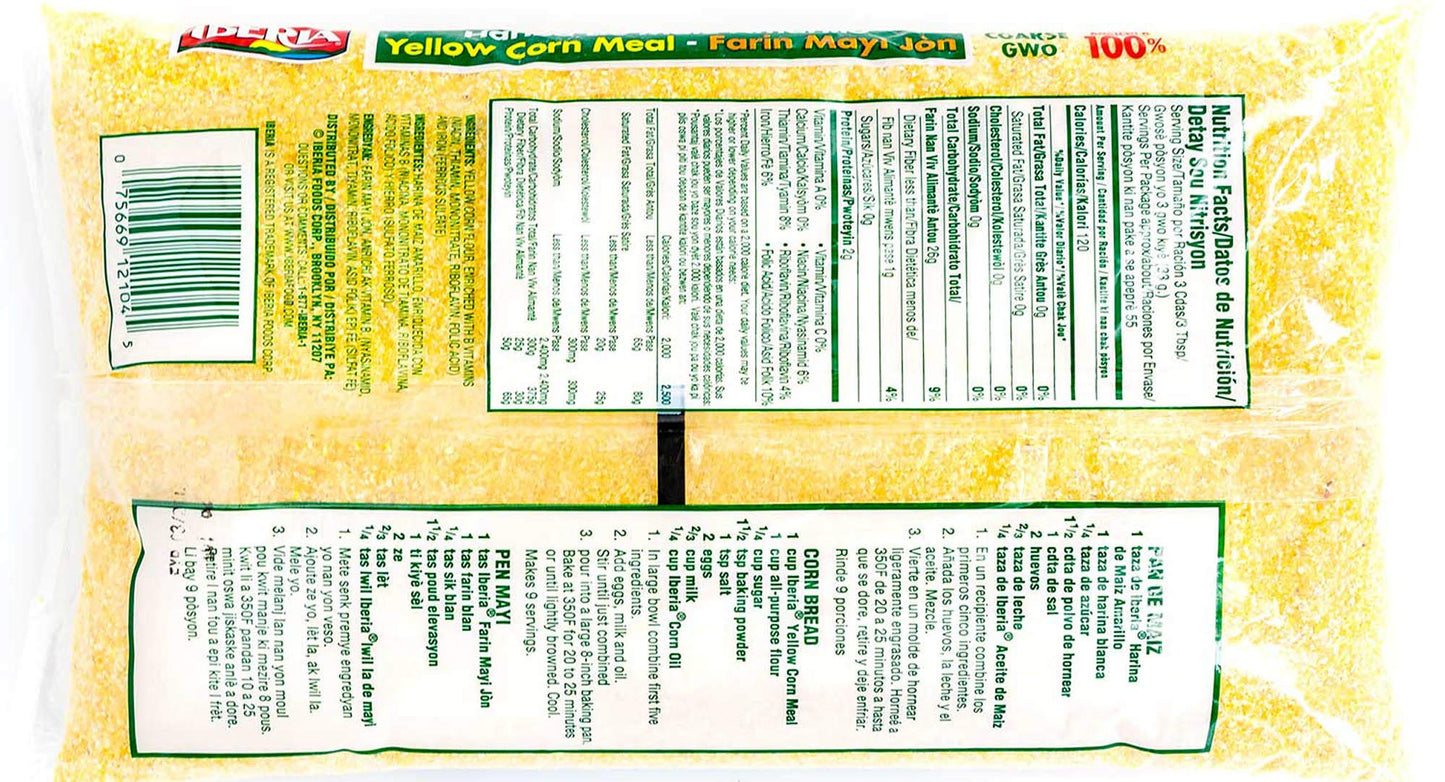 Iberia Yellow Corn Meal, Coarse Cornmeal, 64 Ounce, Freshly Milled, Model 12104