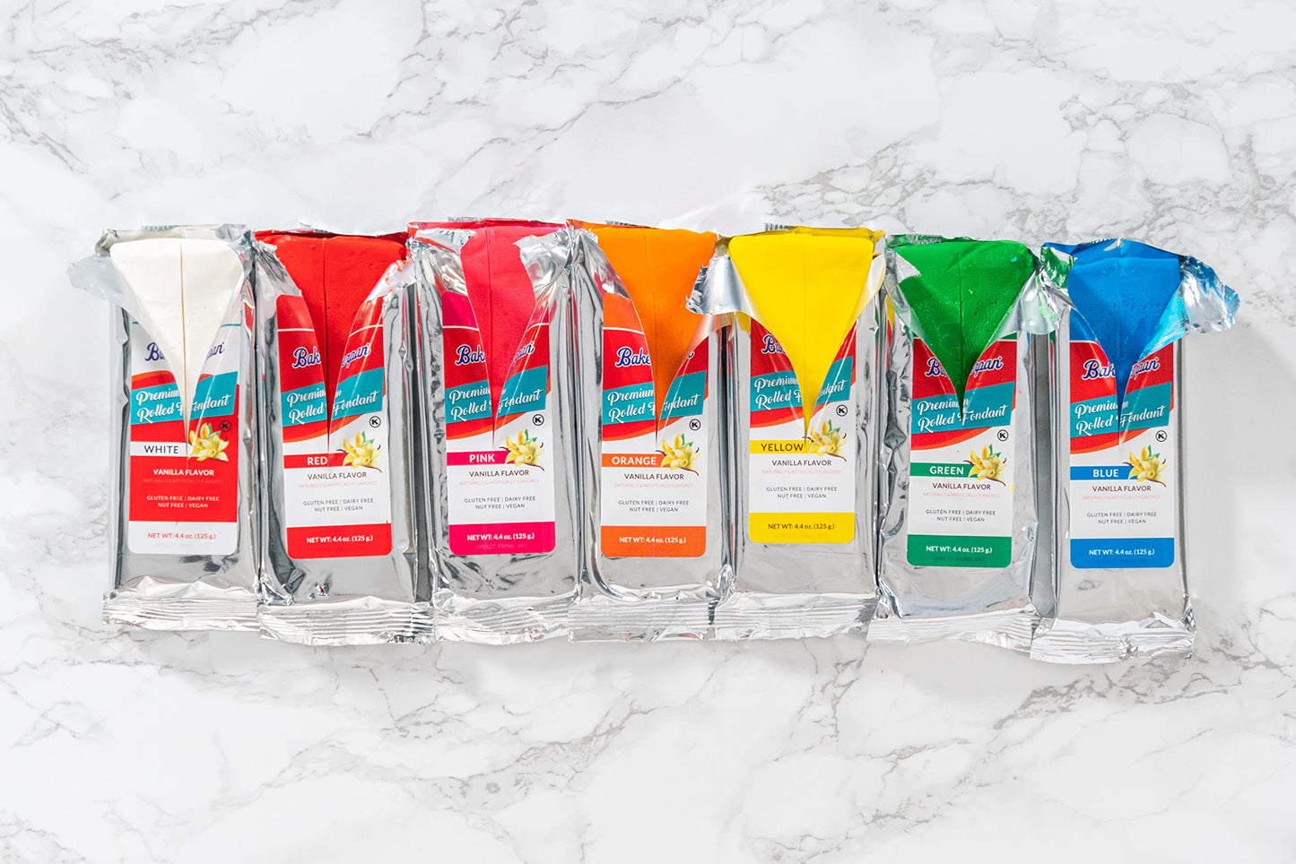 Bakerpan Premium Rolled Blue Fondant For Cake Decorating, Vanilla Flavor - 4.4 Ounces (Made In Usa)