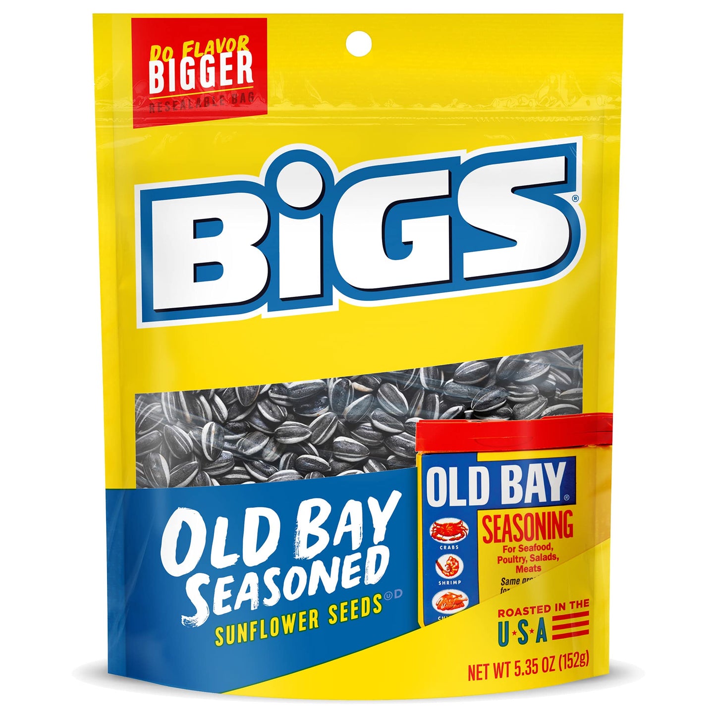 Bigs Old Bay Seasoned Sunflower Seeds, Keto Friendly Snack, 5.35-Oz. Bag (Pack Of 12)
