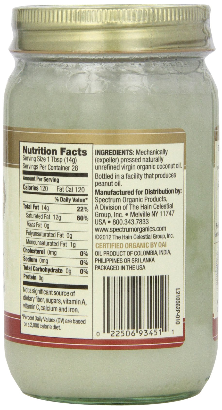 Spectrum Naturals Unrefined Coconut Oil (12X14 Oz)