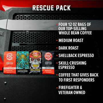 Fire Department Coffee - Gives Back To Firefighters - Rescue Variety Pack - Whole Bean Coffee - Original Medium Roast, Dark Roas