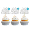 Gyufise 24Pcs Snowflake Baby It's Cold Outside Cupcake Toppers Blue Glitter Silver Baby It's Cold Outside Cupcake Picks for Wint