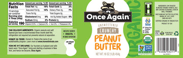 Once Again Organic Crunchy Peanut Butter, 16oz - Lightly Salted, Unsweetened - USDA Organic, Gluten Free Certified, Vegan, Koshe