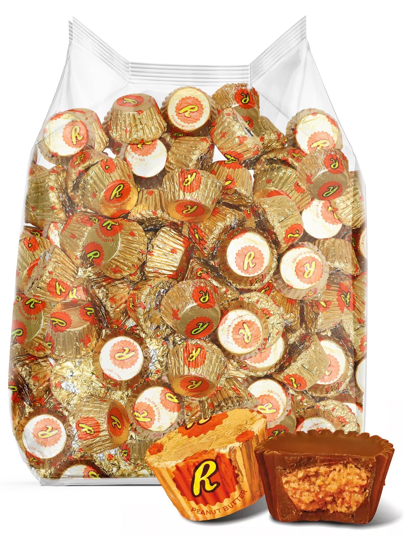 Bulk Peanut Butter Cups Miniatures 2 Pound - Approx 105 Individually Wrapped Milk Chocolate Candy For Party Favors Snacks & - Halloween Candy