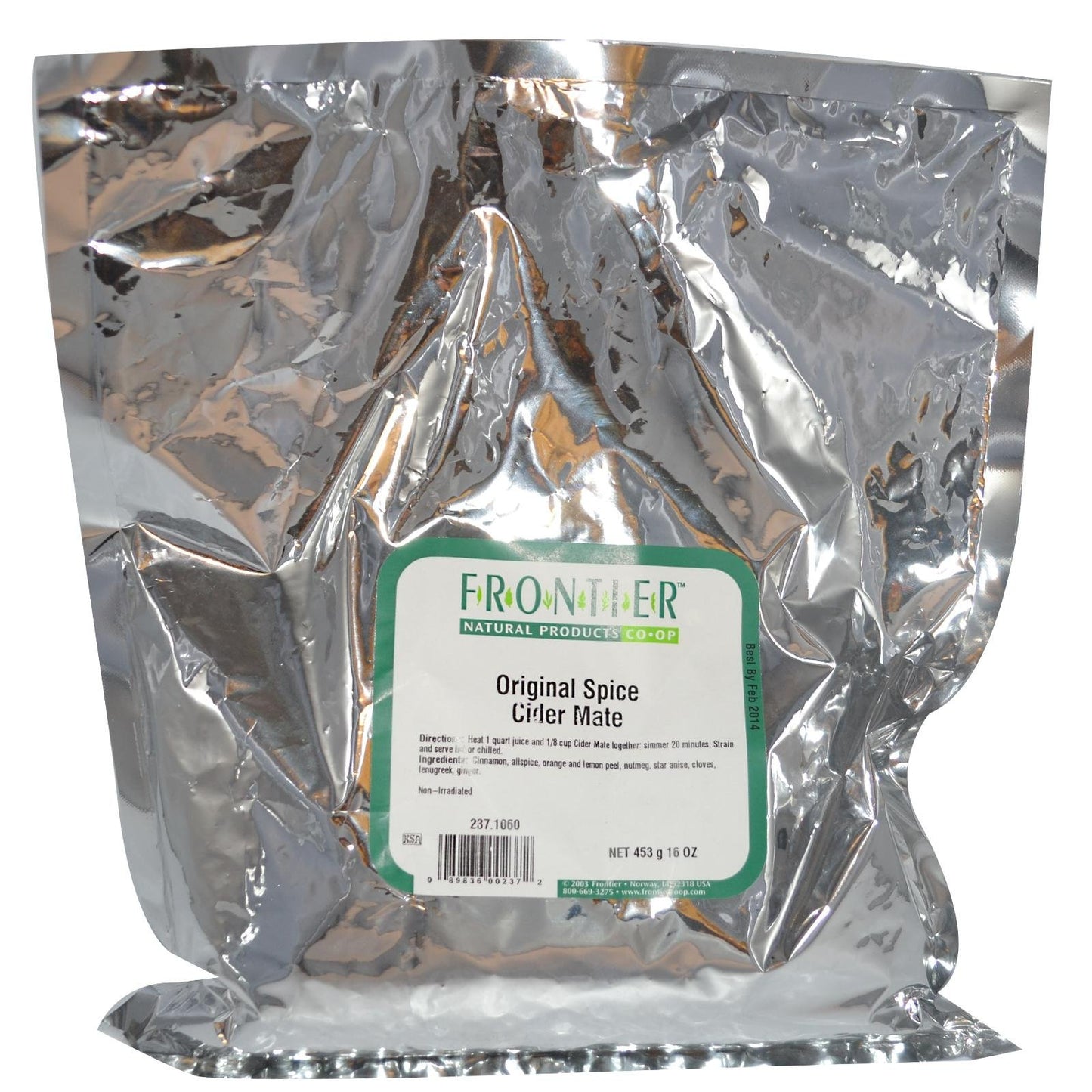 Frontier Co-op Organic Mulled Cider Mix, 1 lb Bulk Bag, Cinnamon, Orange Peel, Allspice, Cloves, Ginger, Brown