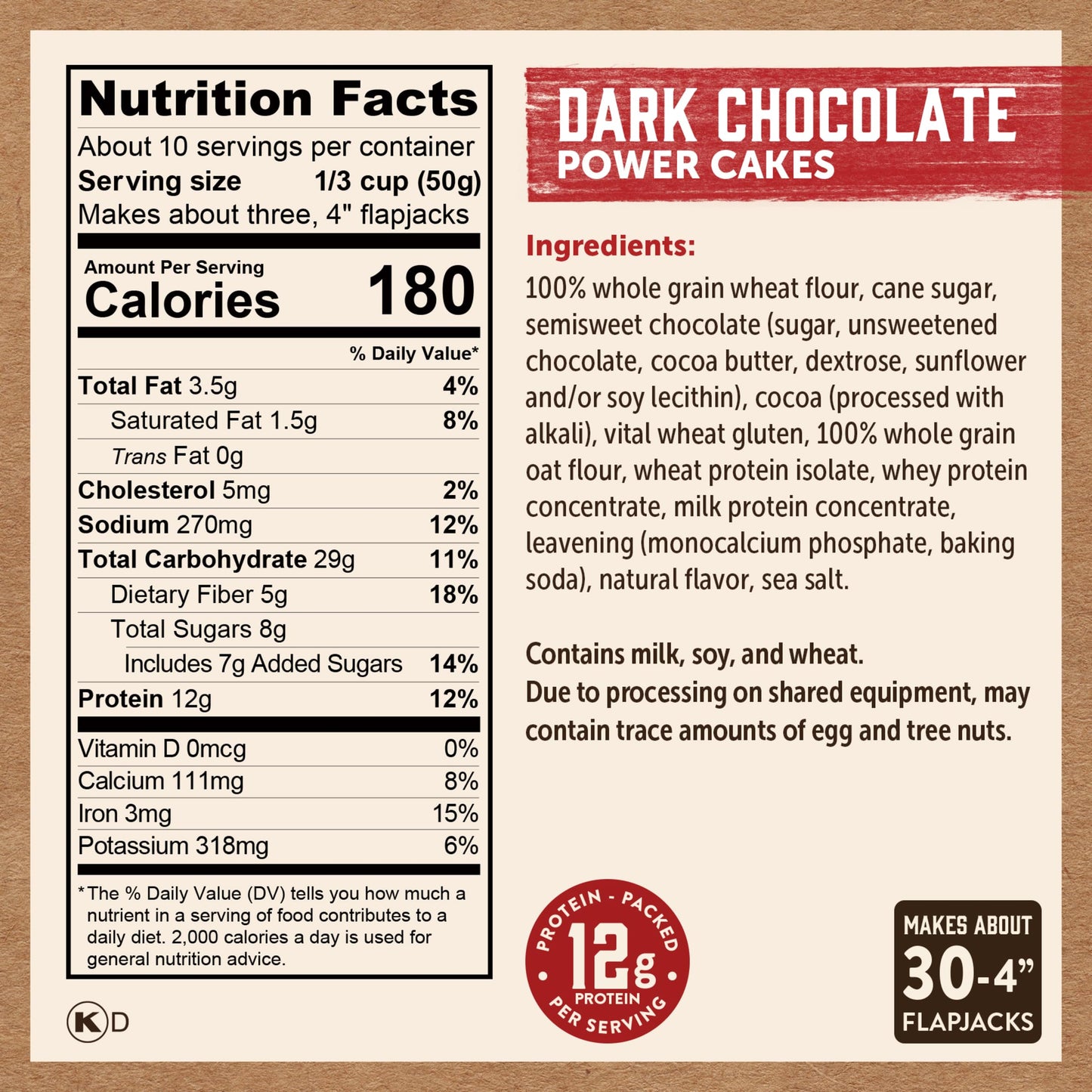 Kodiak Cakes Protein Pancake Power Cakes, Flapjack And Waffle Baking Mix, Dark Chocolate, 18 Ounce (Pack Of 6)