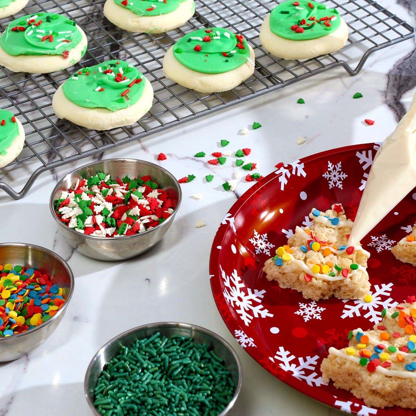 Christmas Confetti Sprinkles - Bulk Holiday Sprinkles - 1.2 Lbs - Red, White & Green Jimmies - For Seasonal Gingerbread Cakes Cupcakes Cookies Decorating - Bulk Toppings