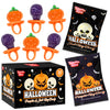30 Pack Halloween Ring Candy - Individually Wrapped Holiday Themed Pumpkin And Skull Lollipops - Trick Or Treat Strawberry And Tutti Frutti Delicious Candys - Bulk Halloween Suckers Great Use For Kids Party Favor Classrooms Goodie Bags