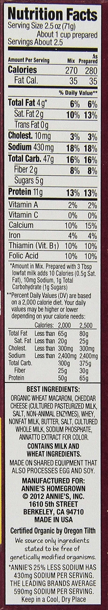 Annie 'S Homegrown Low Sodium Natural Mac And Cheese, 6-Ounces (Pack Of12)