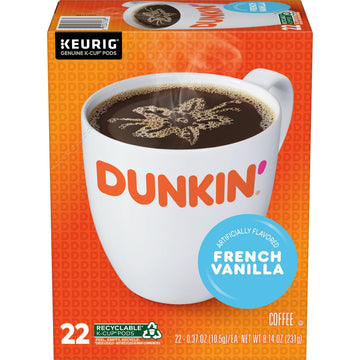 Dunkin French Vanilla Flavored Coffee, 88 Keurig K-Cup Pods