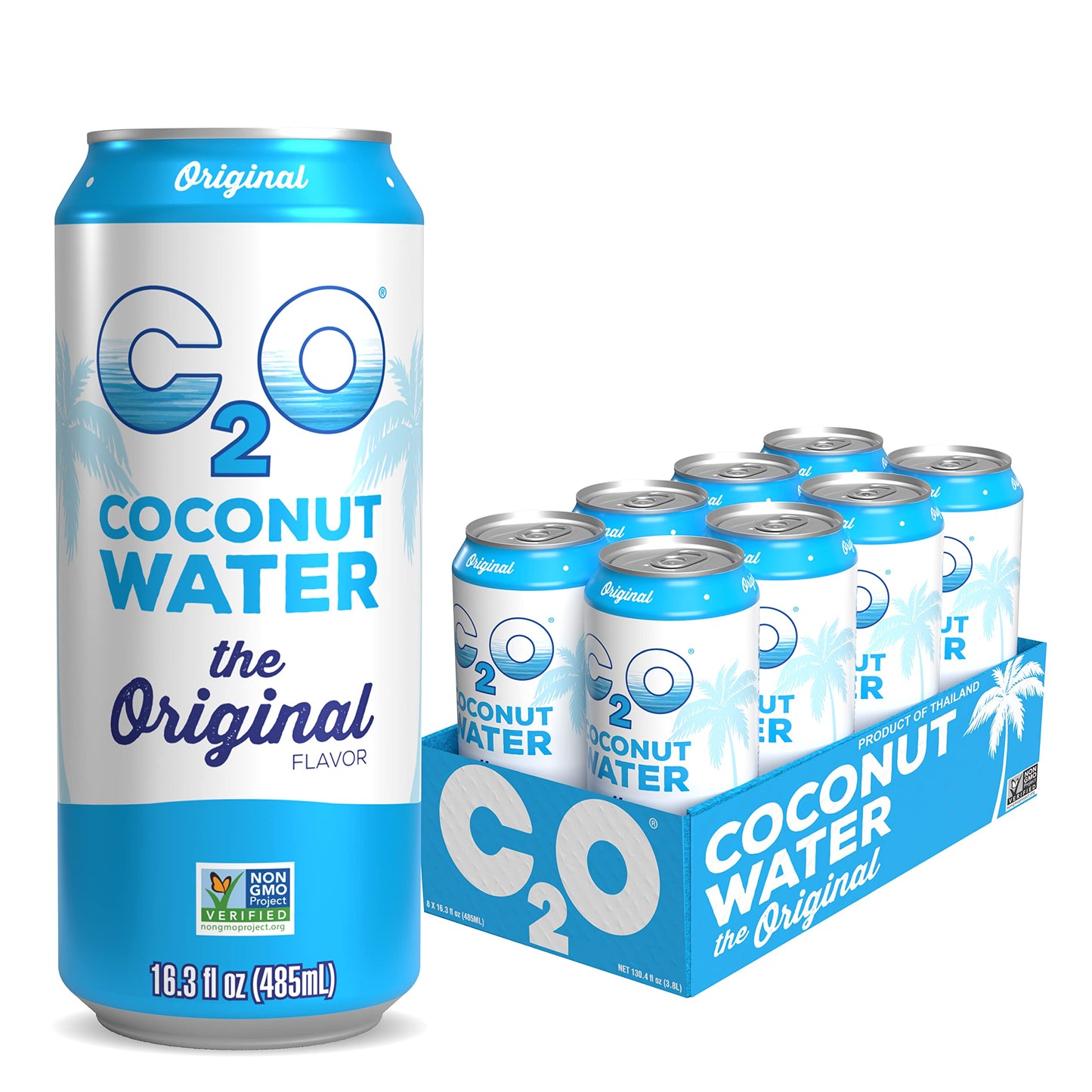 C2O - Coconut Water, The Original Flavor (8 Pack) - Made With Fresh Coconut Water - Plant Based - Non Gmo - Canned Water - Natural Hydration, Essential Electrolytes, & Potassium - 8 Cans, 16.3 Fl Oz