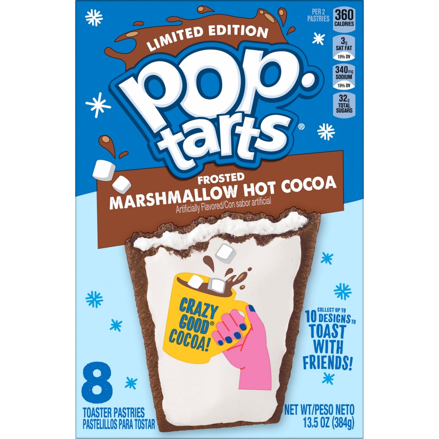 Pop-Tarts Toaster Pastries, Breakfast Foods, Holiday Snacks, Frosted Marshmallow Hot Cocoa, 13.5Oz Box (8 Pop-Tarts)