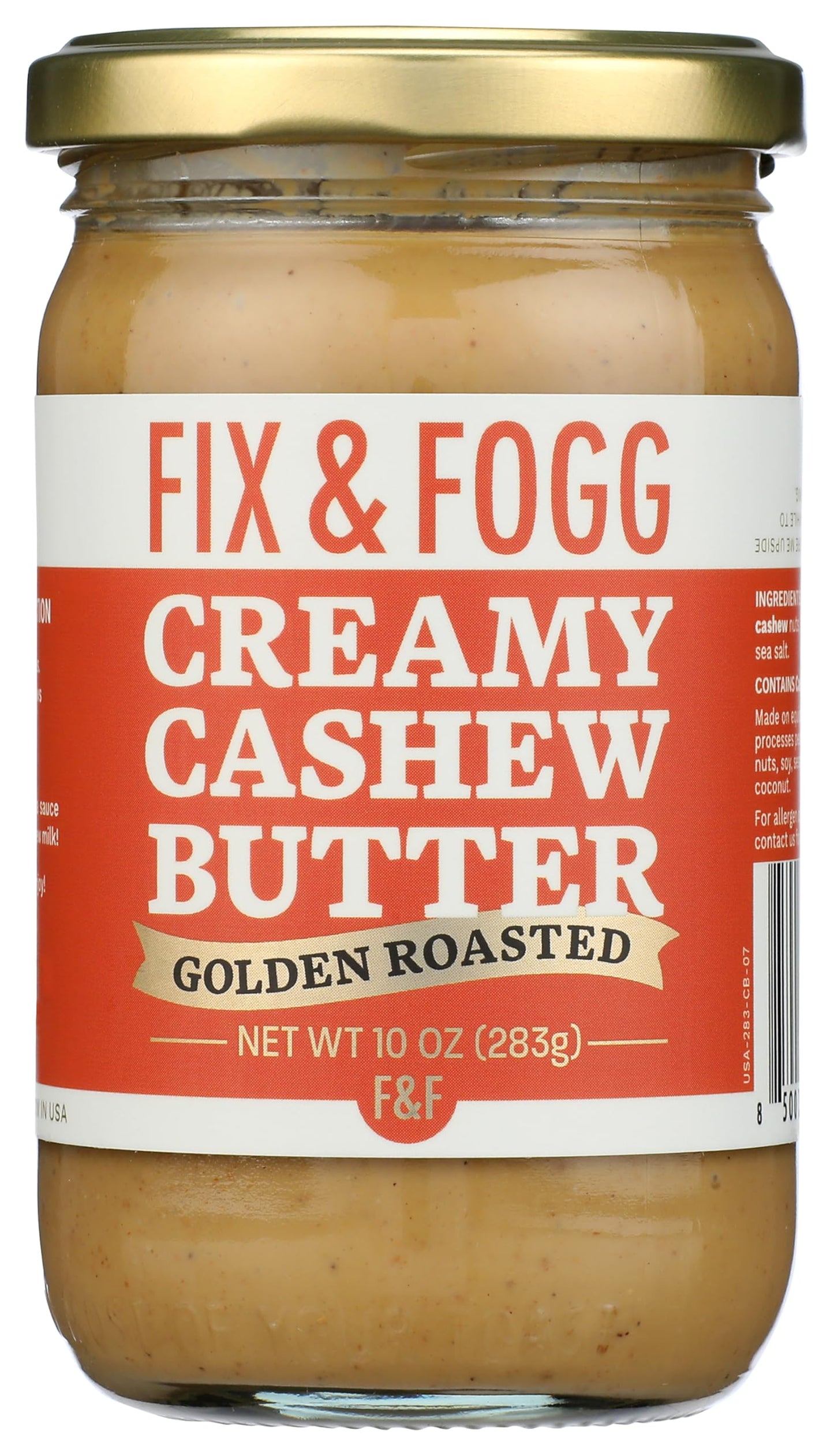 Fix And Fogg Creamy Cashew Butter, 10 Ounce.