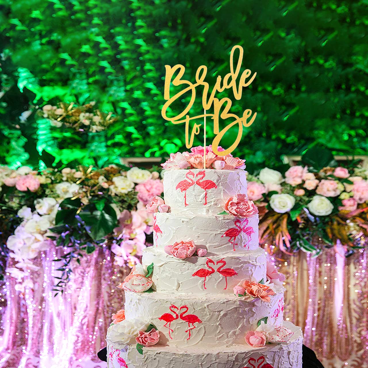 LeeLeeAn Bride to Be Cake Topper - Gold Glitter Paper Decoration, Model Bride to Be001