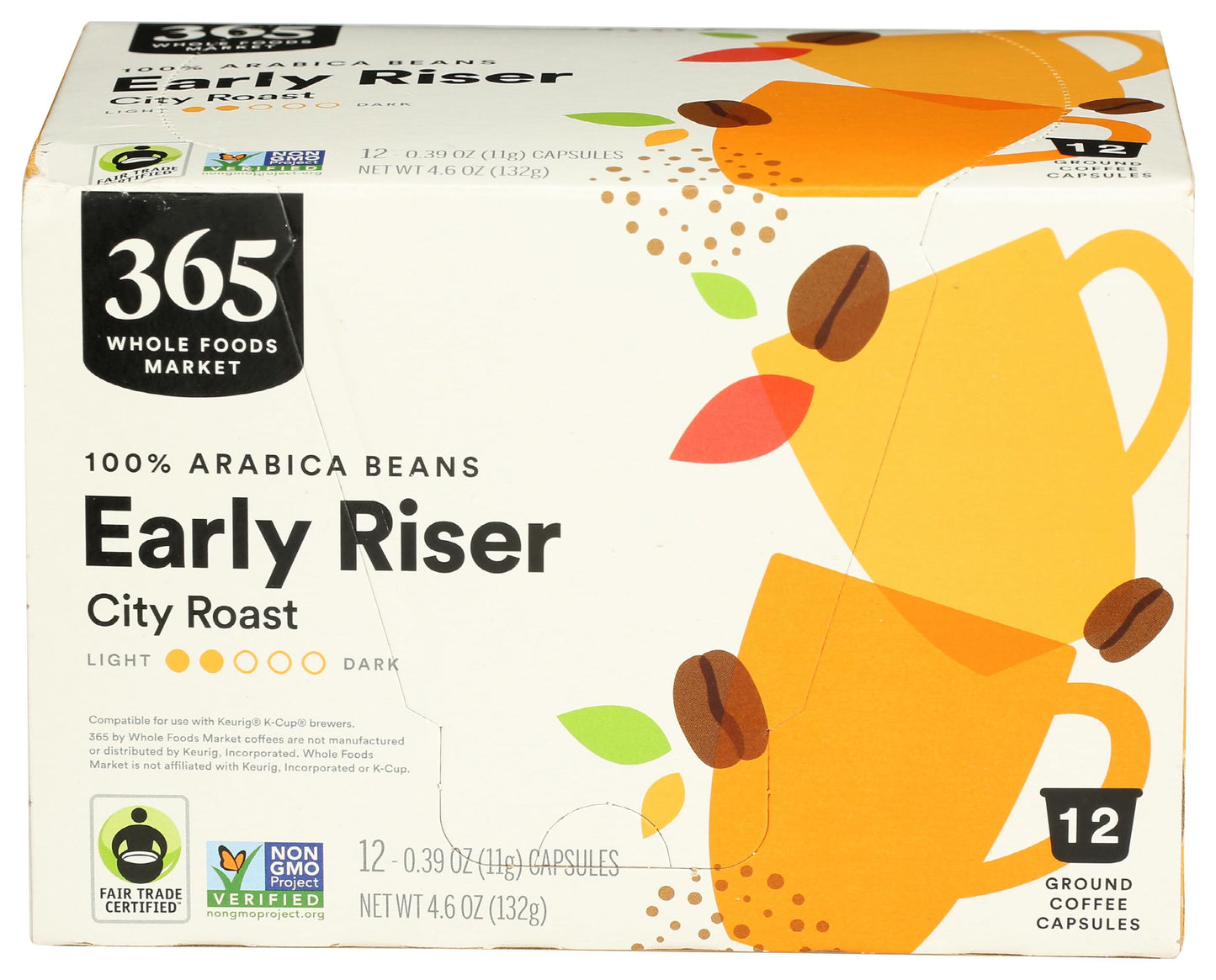365 by Whole Foods Market, Coffee Pods, Early Riser City Roast, 12 Count, 4.6 Ounce