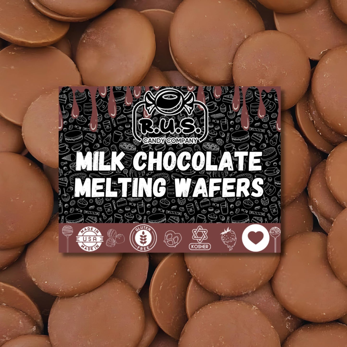 Milk Chocolate Melting Wafers 16Oz (1 Lb) By Rus Candy Company Perfect For Dipping Coating Baking Molding & More