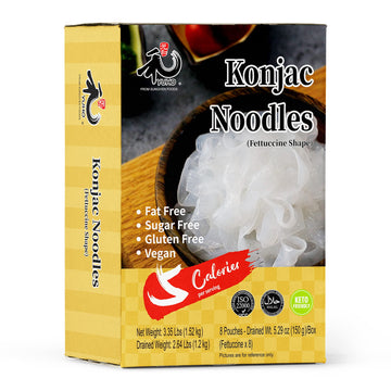Yuho Shirataki Konjac Fettuccine, 8 Pack Inside, Vegan, Low Calorie Food, Gluten Free, Fat Free, Keto Friendly, Low Carbs, Holid