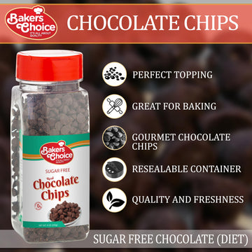 Sugar Free Chocolate Chips (Diet) - Dairy Free, Kosher - 9 oz. - Bakers Choice