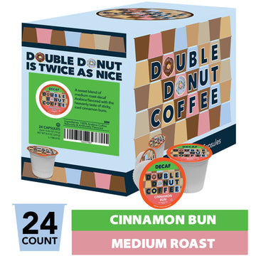 Double Donut Flavored Decaf Coffee Pods, Cinnamon Bun Coffee, Medium Roast Decaf Cinnamon Coffee, Coffee For Keurig K Cups Machi
