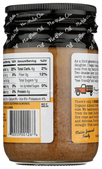 Maisie Janes Organic Almond Butter Crunchy, 12 Oz