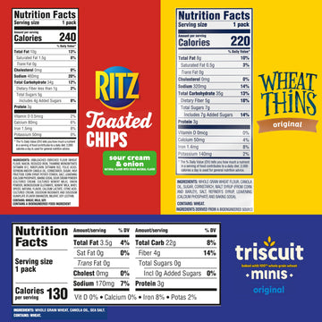 Nabisco Er Variety Pack, Ritz Toasted Chips, Wheat Thins Snacks Whole Grain Wheat Ers And Triscuit Minis Whole Grain Wheat Vegan Ers, 40 Snack Packs