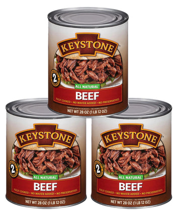 Keystone Meats All Natural Canned Beef 28 Ounce Long Term Shelf Life Emergency Survival Food Canned Meat | Fully Cooked Ready to