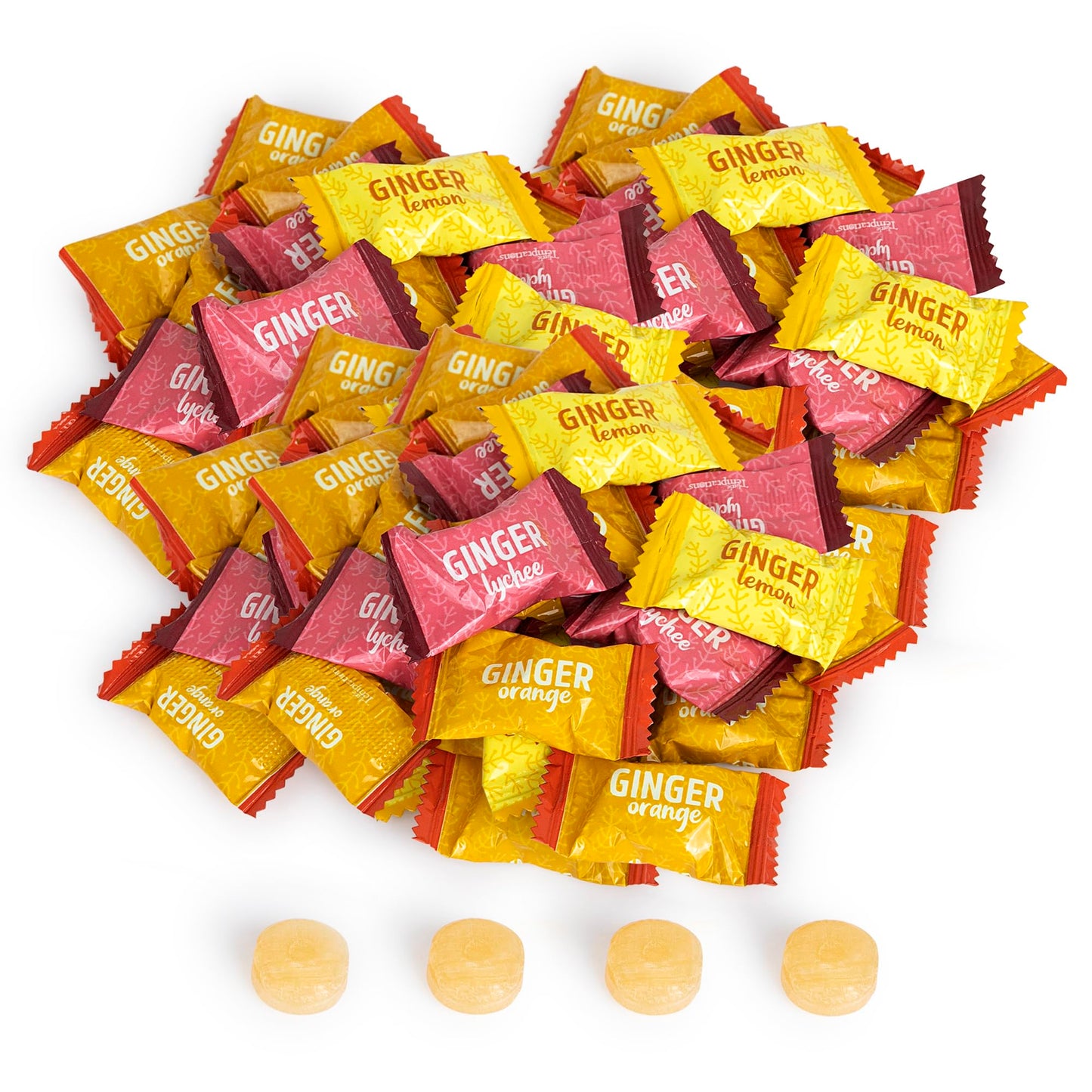 Ginger Hard Candy, Assorted Fruit Flavors 2 lb bag, Individually Wrapped Healthy Candy, The Sweet and Spicy Natural Remedy for A
