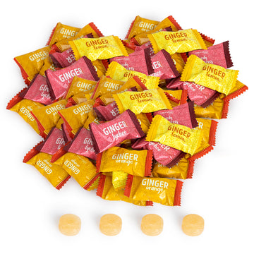 Ginger Hard Candy, Assorted Fruit Flavors 11 Oz Bag, Individually Wrapped Healthy Candy, The Sweet And Spicy Natural Remedy For