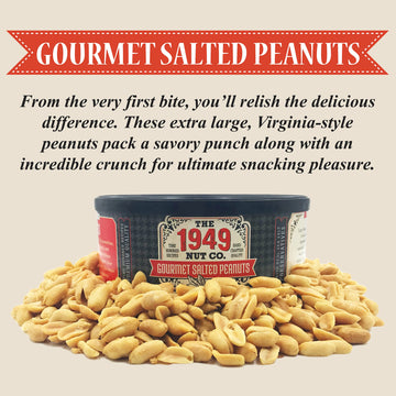 The 1949 Nut Co. Gourmet Salted Virginia Peanuts, Oil Roasted, 20 oz., Extra-Large, Hand-Cooked in the USA