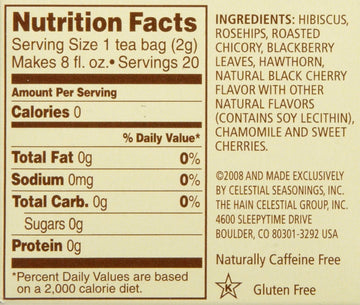 Celestial Seasonings Black Cherry Berry Tea Bags - 20 Ct - 6 Pk