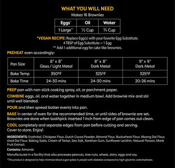 Trueats Brownie Mix: Diabetic Friendly, Protein & Fiber Rich, Low Glycemic & Gluten Free, No Sugar Added, Vegan Friendly, Dairy