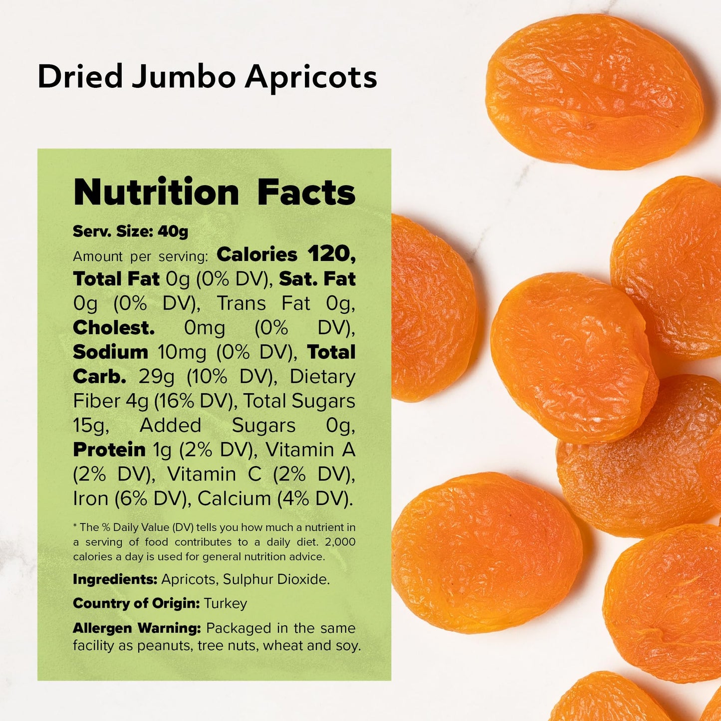 Nuts U.S. - Dried Apricots | Jumbo Size Turkish Apricots | No Added Sugar & Color | Chewy And Juicy Texture | Non-Gmo And No Add