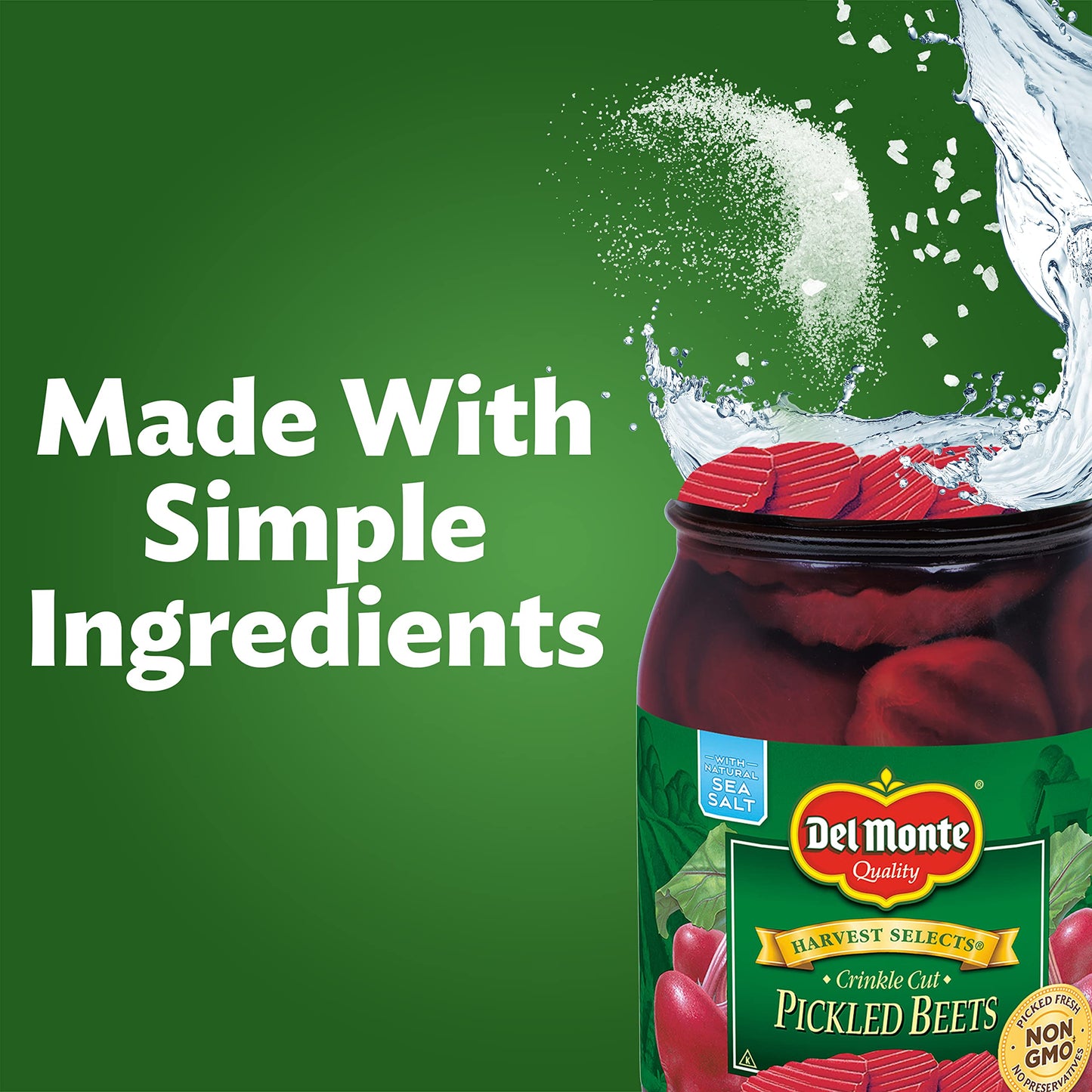 Del Monte Harvest Selects Crinkle Cut Pickled Beets, Ready To Eat Pickled Beets, 12 Pack, 16 Oz Jar